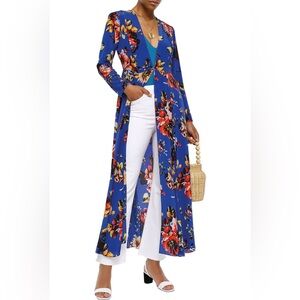 We Are Leone Blue Peony Silk Robe Cardigan